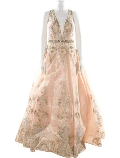 Pre-owned Mac Duggal Paisley Print Long Dress In Neutral