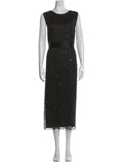 Pre-owned Mac Duggal Patterned Long Dress In Black