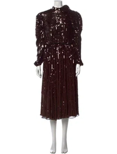 Pre-owned Mac Duggal Patterned Long Dress In Brown