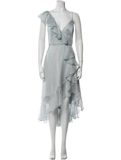 Pre-owned Mac Duggal Patterned Long Dress In Green