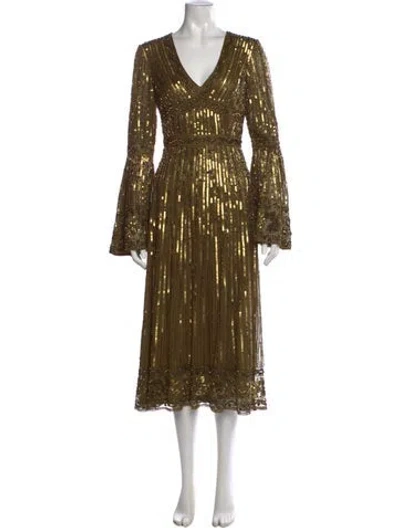 Pre-owned Mac Duggal Patterned Long Dress In Multicolor