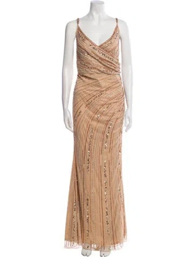 Pre-owned Mac Duggal Patterned Long Dress In Neutral