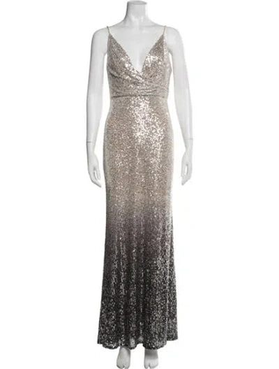 Pre-owned Mac Duggal Patterned Long Dress In Neutral