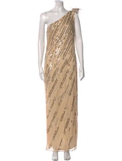 Pre-owned Mac Duggal Patterned Long Dress In Neutral