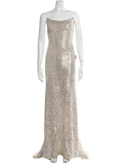 Pre-owned Mac Duggal Patterned Long Dress In Neutral