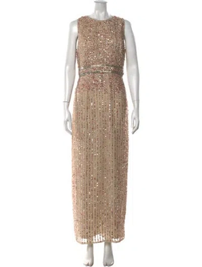 Pre-owned Mac Duggal Patterned Long Dress In Neutral