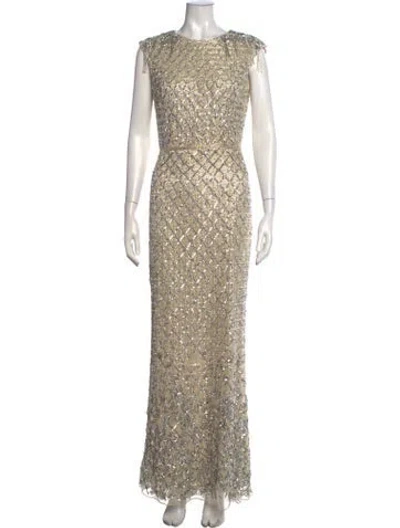 Pre-owned Mac Duggal Patterned Long Dress In Neutrals