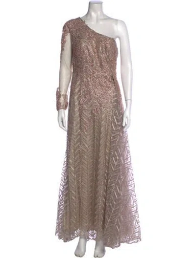 Pre-owned Mac Duggal Patterned Long Dress In Neutrals