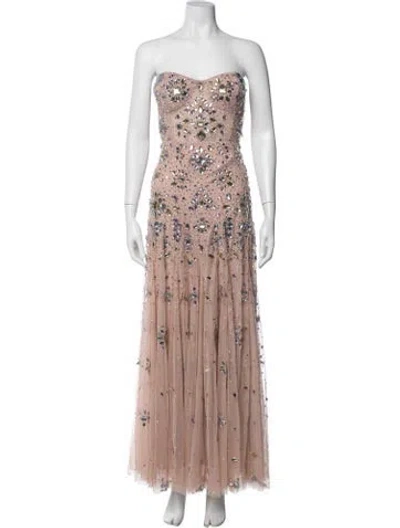 Pre-owned Mac Duggal Patterned Long Dress In Pink
