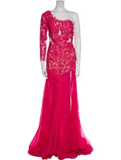 Pre-owned Mac Duggal Patterned Long Dress In Red