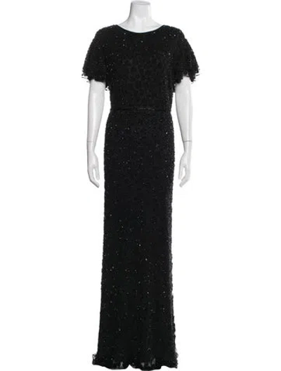 Pre-owned Mac Duggal Patterned Long Dress W/ Tags In Black