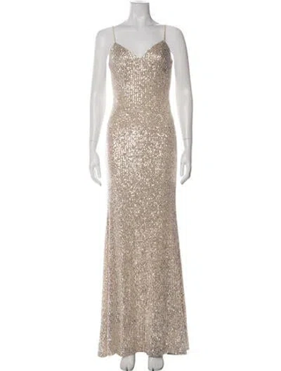 Pre-owned Mac Duggal Patterned Long Dress W/ Tags In Green