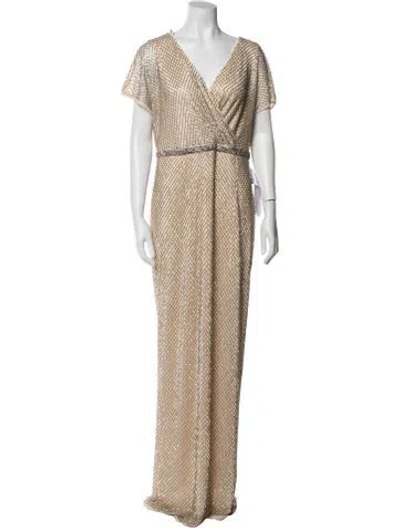 Pre-owned Mac Duggal Patterned Long Dress W/ Tags In Neutral