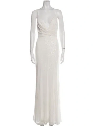 Pre-owned Mac Duggal Patterned Long Dress W/ Tags In Neutral