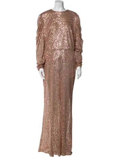 Pre-owned Mac Duggal Patterned Long Dress W/ Tags In Orange