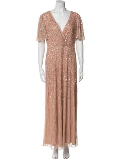 Pre-owned Mac Duggal Patterned Long Dress W/ Tags In Pink
