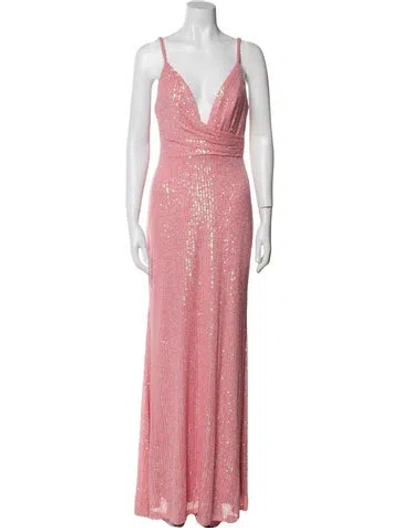 Pre-owned Mac Duggal Patterned Long Dress W/ Tags In Pink
