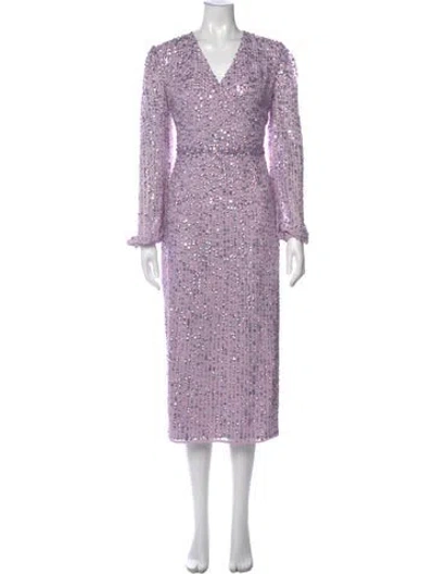 Pre-owned Mac Duggal Patterned Long Dress W/ Tags In Purple