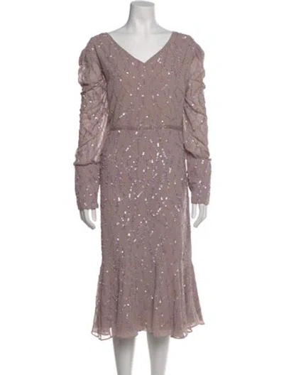 Pre-owned Mac Duggal Patterned Long Dress W/ Tags In Purple