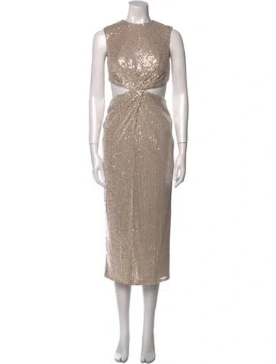 Pre-owned Mac Duggal Patterned Midi Length Dress In Neutral