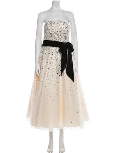 Pre-owned Mac Duggal Patterned Midi Length Dress In Neutrals