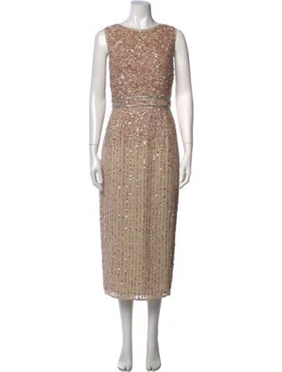 Pre-owned Mac Duggal Patterned Midi Length Dress In Neutrals