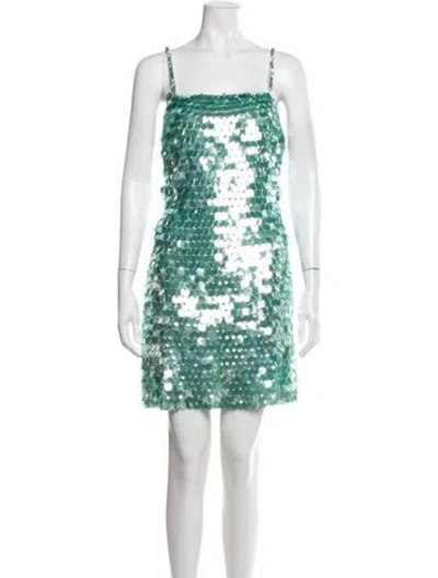 Pre-owned Mac Duggal Patterned Mini Dress In Green