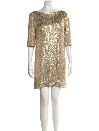 Pre-owned Mac Duggal Patterned Mini Dress In Neutral