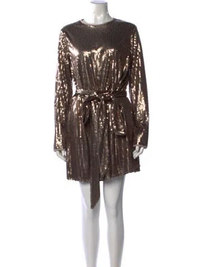 Pre-owned Mac Duggal Patterned Mini Dress W/ Tags In Brown