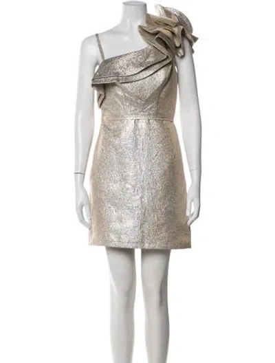 Pre-owned Mac Duggal Patterned Mini Dress W/ Tags In Gold
