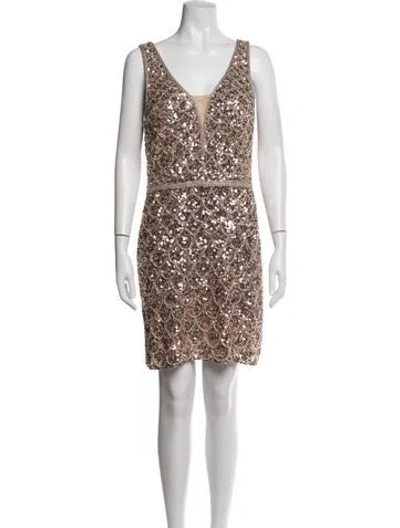 Pre-owned Mac Duggal Patterned Mini Dress W/ Tags In Neutrals