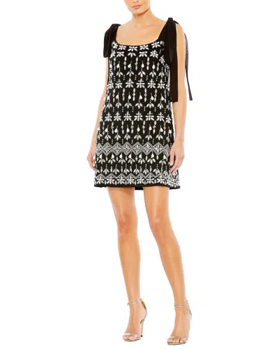 Mac Duggal Jewel Encrusted Soft Tie Sleeveless Dress In Black