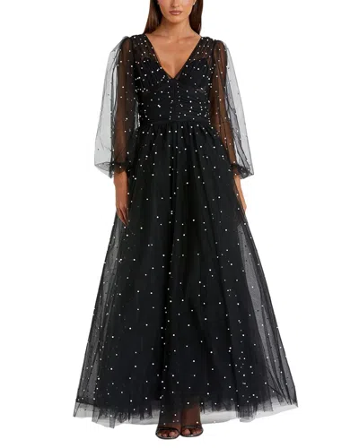 Mac Duggal Pearl Beaded Gown In Black