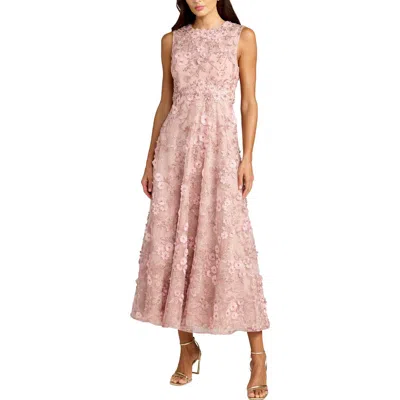 Mac Duggal Petite Floral Embroidered High Neck Midi Dress In Multi