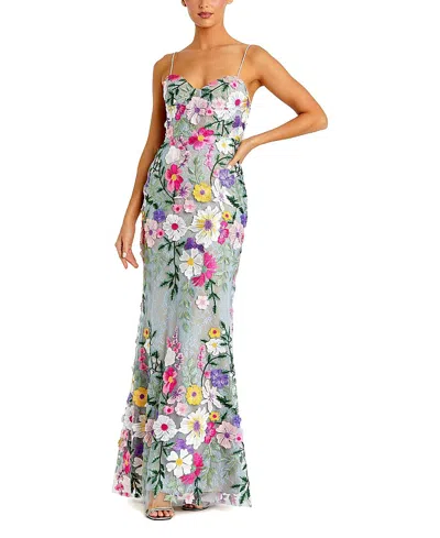Mac Duggal Petite Floral Embroidered Sleeveless Bustier Gown In Multi