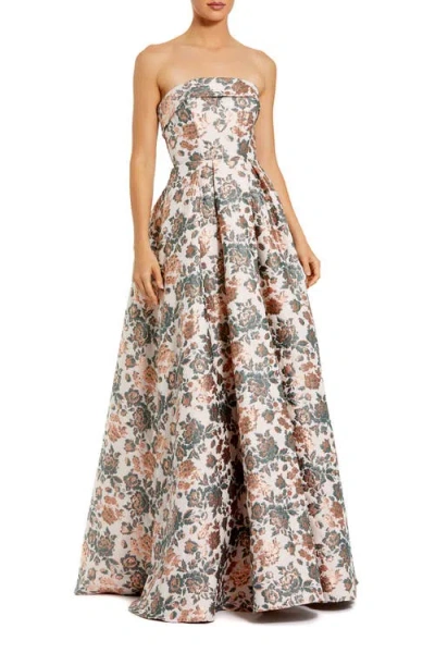 Mac Duggal Petite Rosette Halter Chiffon Evening Gown In Multi