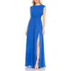 Mac Duggal Womens Chiffon Formal Evening Dress In Cobalt
