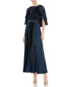 Mac Duggal Pleated Capelet A-line Cocktail Dress In Midnight