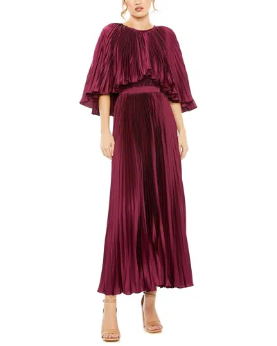 Mac Duggal Pleated Caplet T-length Gown Dress In Red