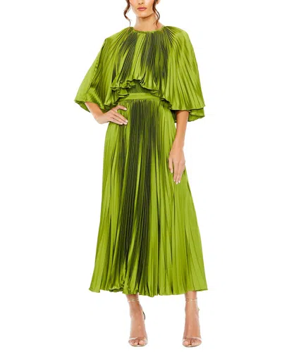 Mac Duggal Pleated Caplet T-length Gown Dress In Green