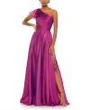 Mac Duggal Pleated One Shoulder Chiffon Gown In Raspberry