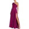 Mac Duggal Pleated One Shoulder Organza Gown In Purple