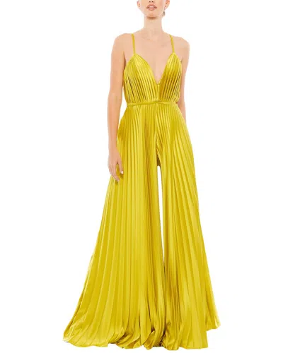 MAC DUGGAL MAC DUGGAL PLEATED PLUNGE WIDE LEG JUMPSUIT