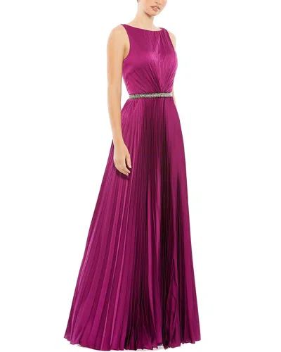 Mac Duggal Pleated Sleeveless Bateau Gown