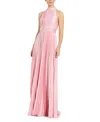 Mac Duggal Pleated Sleeveless Halter Gown In Blush