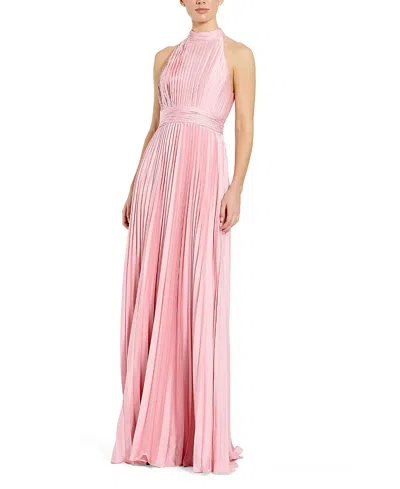 Mac Duggal Pleated Sleeveless Halter Gown In Blush