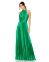 Mac Duggal Pleated Sleeveless Halter Gown In Multi