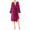 Mac Duggal Long Flare Sleeve Pleated Dress