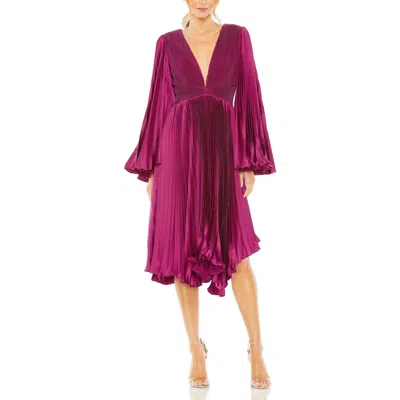 Mac Duggal 49717 Long Sleeve Tea Length Cocktail Dress In Purple