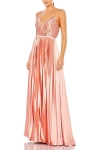 Mac Duggal Plunge Neck Pleated Evening Gown